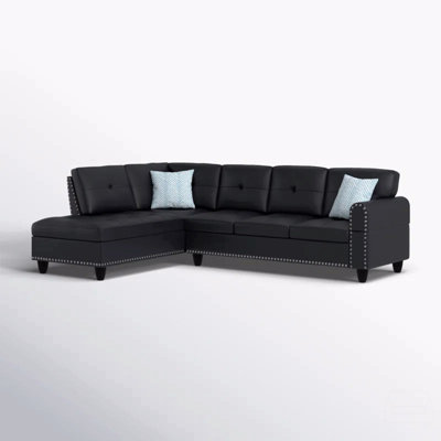 Faux Leather L - Shaped Sectional With Storage & Cup Holders 2Pc by Ebern Designs