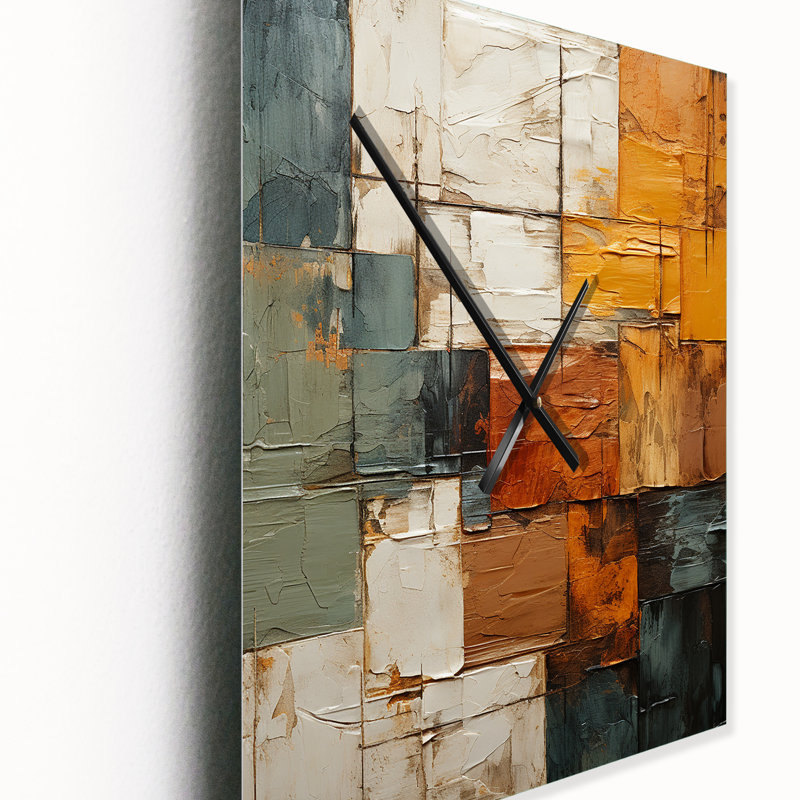 Hardedge Art Earthy Euphony I - Abstract Modern Wall Clock, 40" H x 30" W x 1" D
