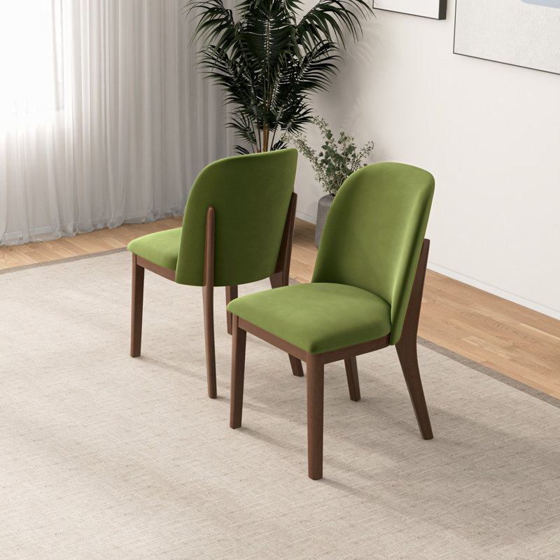 Bargman Mid-Century Modern Dining Chair, Green Linen
