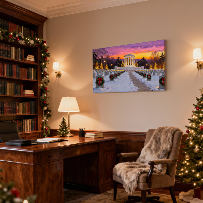 Ensemble de 3 reproductions d'art sur toile, "Christmas Winter Sunset", H 16 po x l 24 po