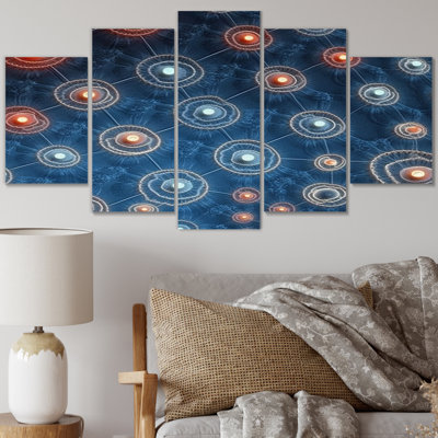 Abstract Light Infinity Matrix II - Fractals Canvas Wall Art - 5 Panels