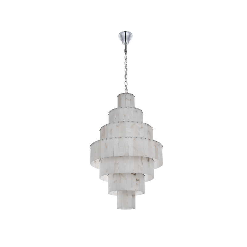 Lustre en albâtre 32 pouces Isabellamarie, Chrome chrome