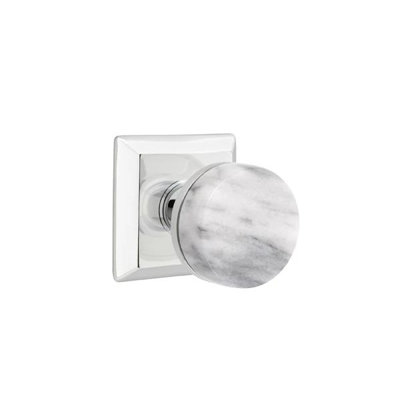 Emtek Select Passage Interior Mortise w/ Quincy Rosette & Conical Stem, White Marble Knob (LH)