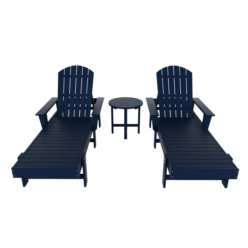 Altura Outdoor Chaise Lounge with Table, Navy Blue