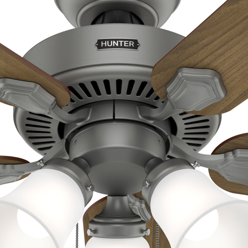 44" Swanson ENERGY STAR® 5-Blade Standard Ceiling Fan with Pull Chain and LED Light Kit Included, Natural, Silver