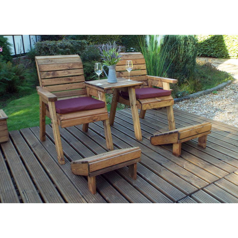 Farrar Solid Wood Outdoor Bench, Burgundy