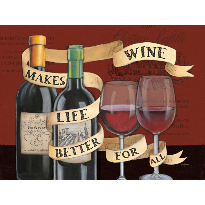 «Wine Wisdom I» par Mary Urban, reproduction sur toile, H 24 po x l 32 po