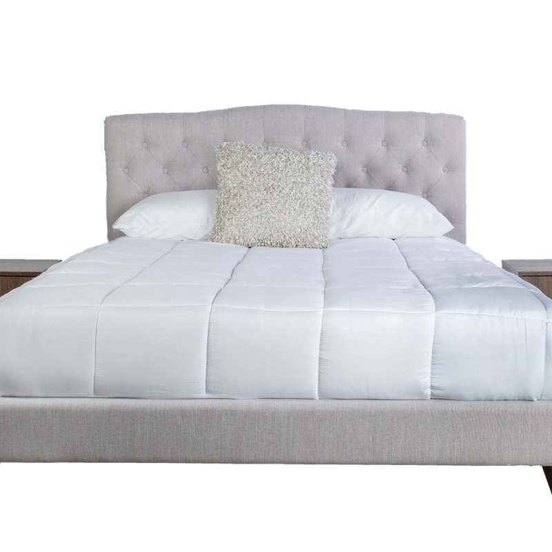 Lit tapissier avec 2 tables de chevet, Gris clair, Grand lit