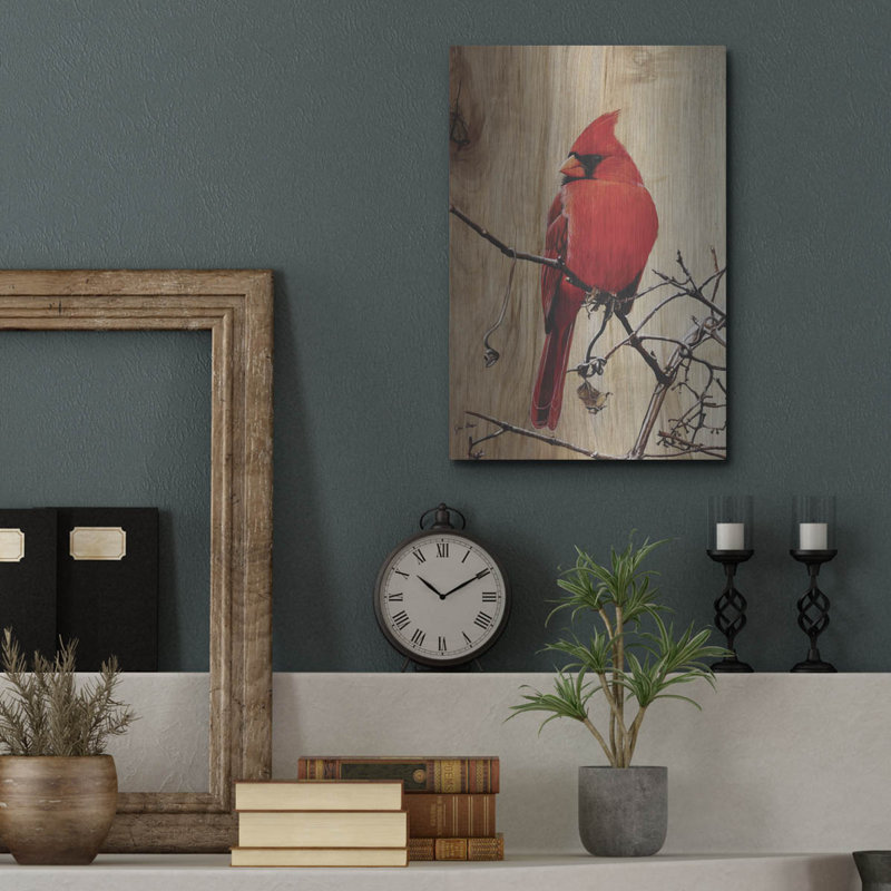  «Regal Cardinal» par Jim Brune, art mural en métal, 12 po x 16 po
