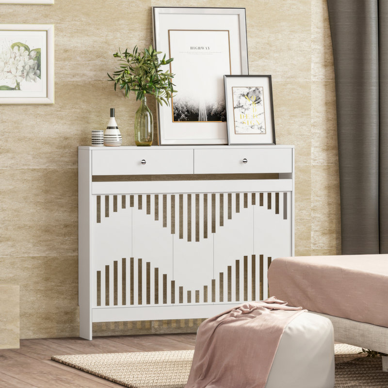 Radiator Cover, White, 96cm H x 109cm W x 19cm D