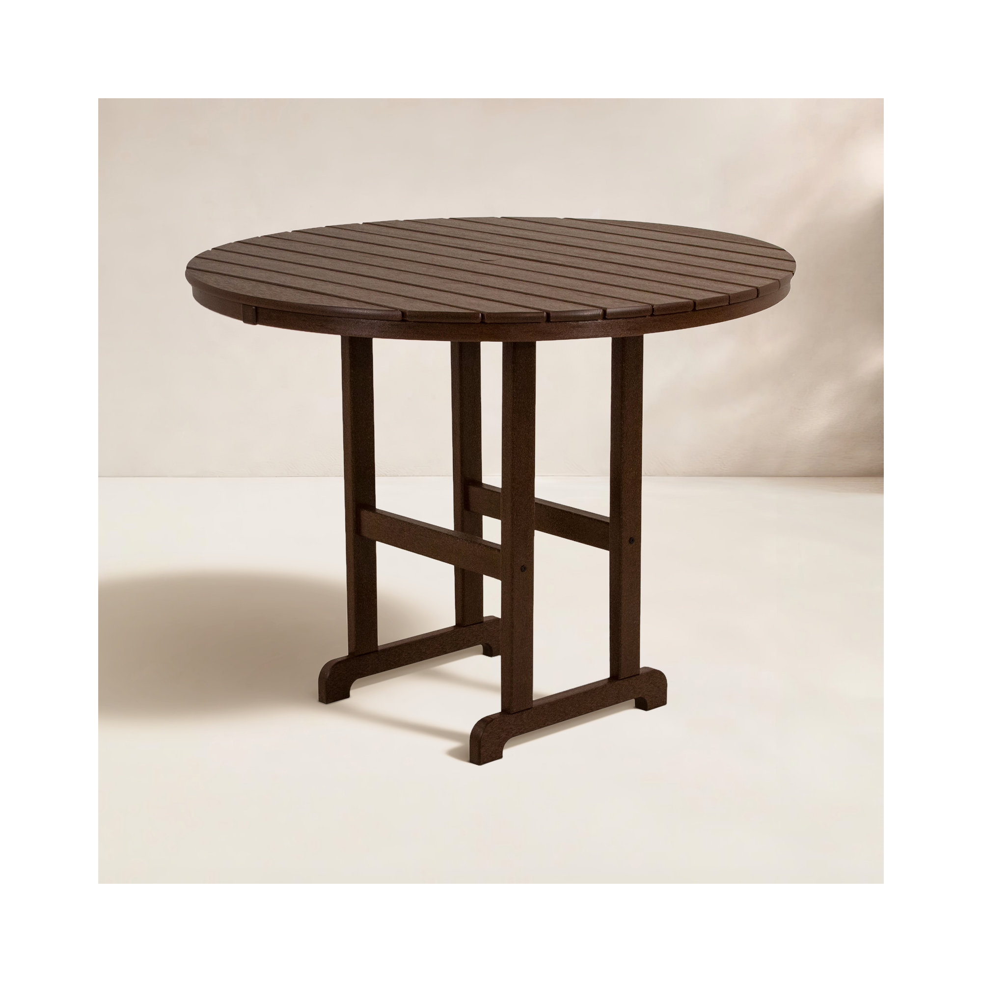 POLYWOOD Round Farmhouse Counter Table, Mahogany, 36"