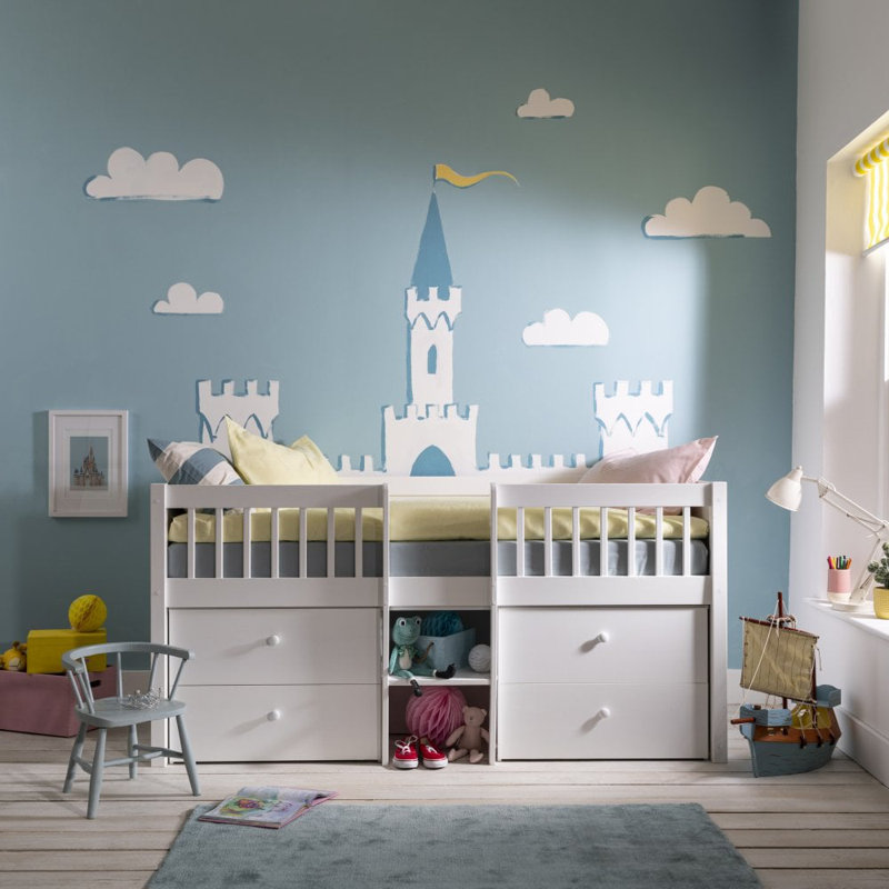 Rylee 70 X 200cm Cabin Bed with Storage Included with Built-in Ladder Included