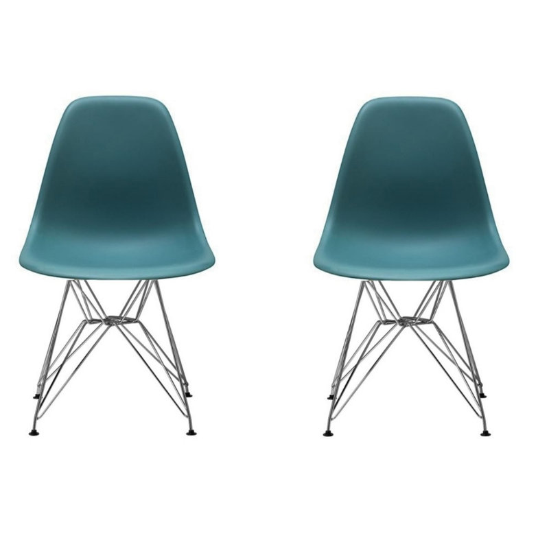 16.5'' H Dining Chair, Green, Chrome, 1