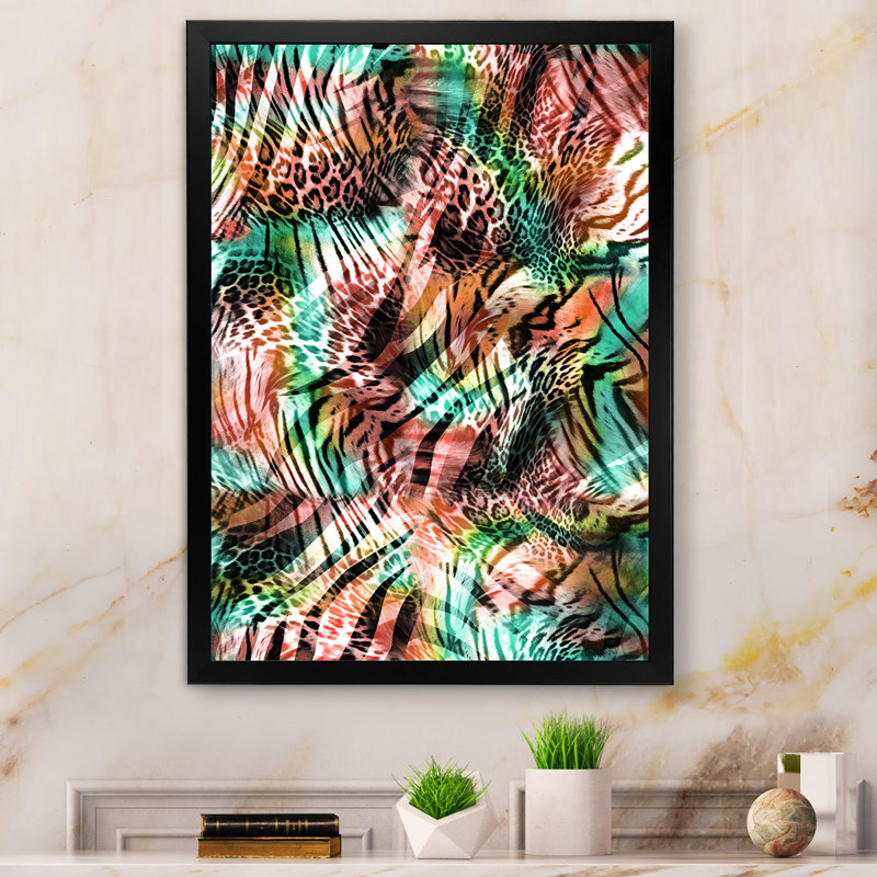 Léopard et tigre V - art moderne et contemporain sur toile, H 36 po x l 24 po x P 1 po, Toile avec cadre photo noir