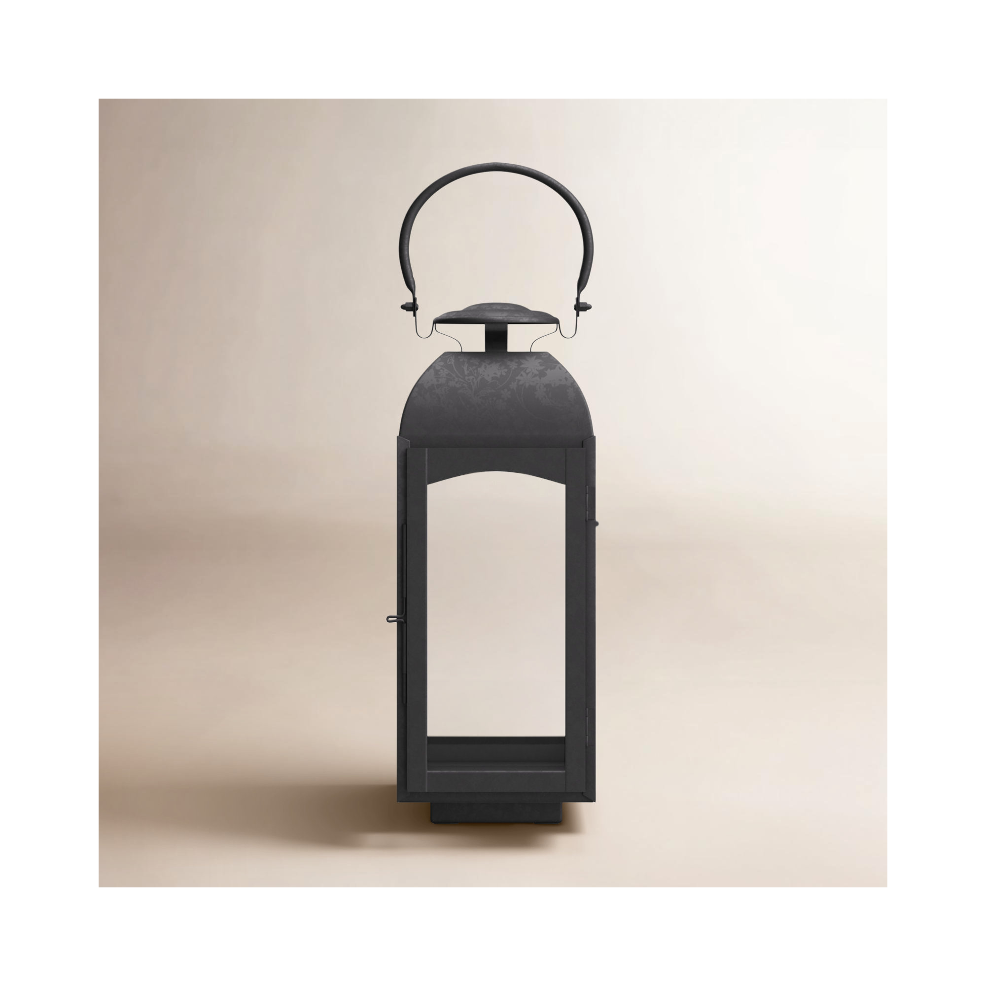 Furlane Iron Tabletop Lantern, Gray, 20.5" H x 7.75" W x 7.75" D