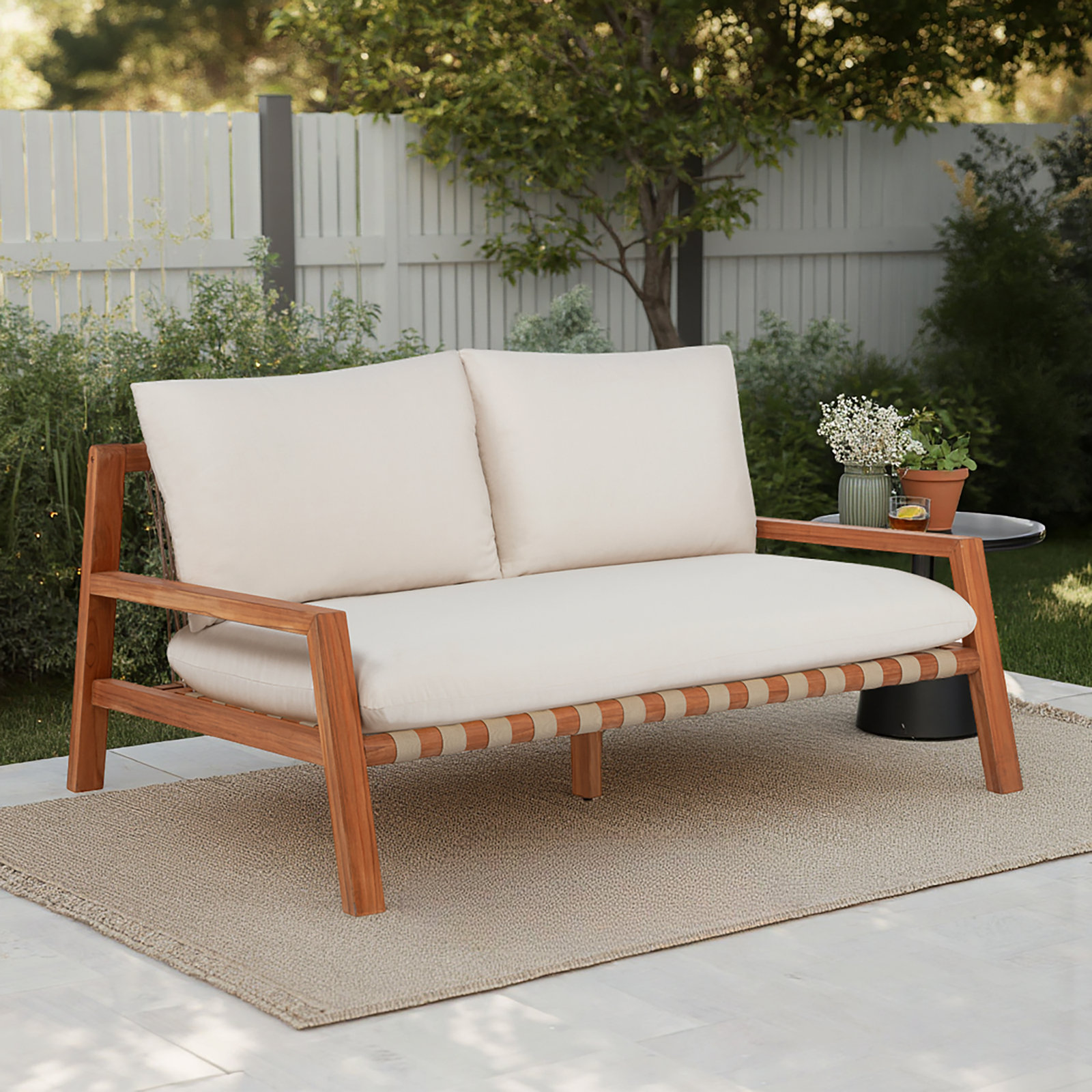 Charlotte 61" Teak Garden Bench with Sunbrella®