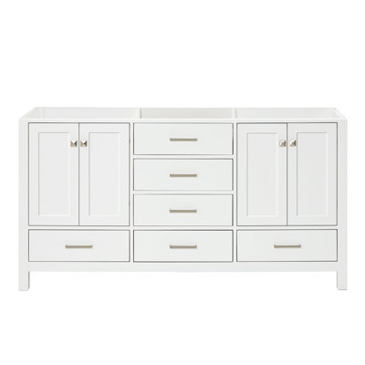 Panchuri 67'' Solid Wood Double Bathroom Vanity in White, Base Cabinet without Top