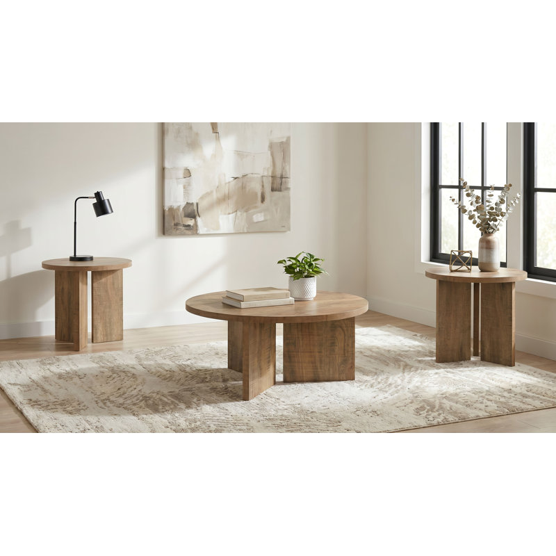 Ensemble de 3 tables basses Harout, Bois de mangue, 3 pièces: 2 tables de bout, table basse