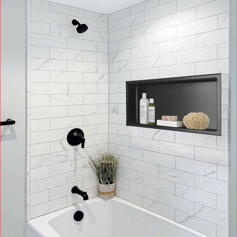 Matte Black Stainless Steel Rectangular Shower Niche