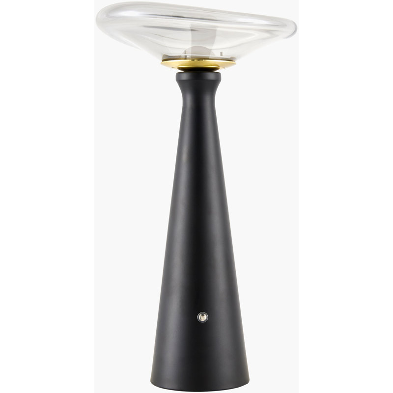 Iron Table Lamp with Glass Shade, Black, Clear White