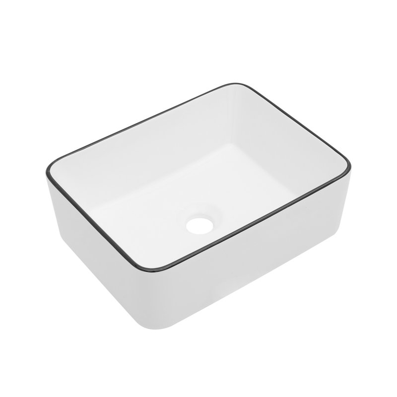 Lavabo vasque en céramique 16 x 12 pouces blanc - à impact et à taches de qualité rectangulaire