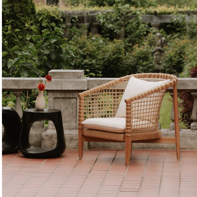Outdoor Teak Lounge Chair, White, Natural