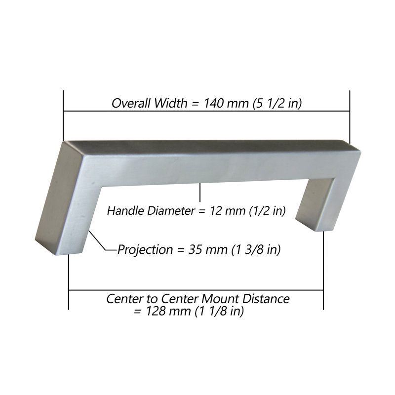 Brushed Stainless Steel Modern Industrial Bar Pull