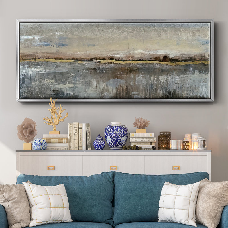 Abstract Marsh- Framed Canvas, 24" H x 60" W