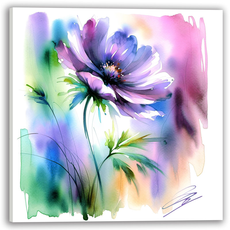 «Abstract Watercolor Bloom», reproduction d'art sur toile tendue, H 30 po x l 30 po x P 1,5 po