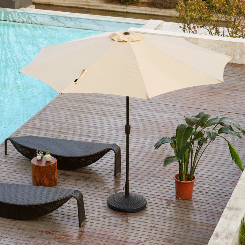 Base de parasol ronde en plastique Belanna, Brun