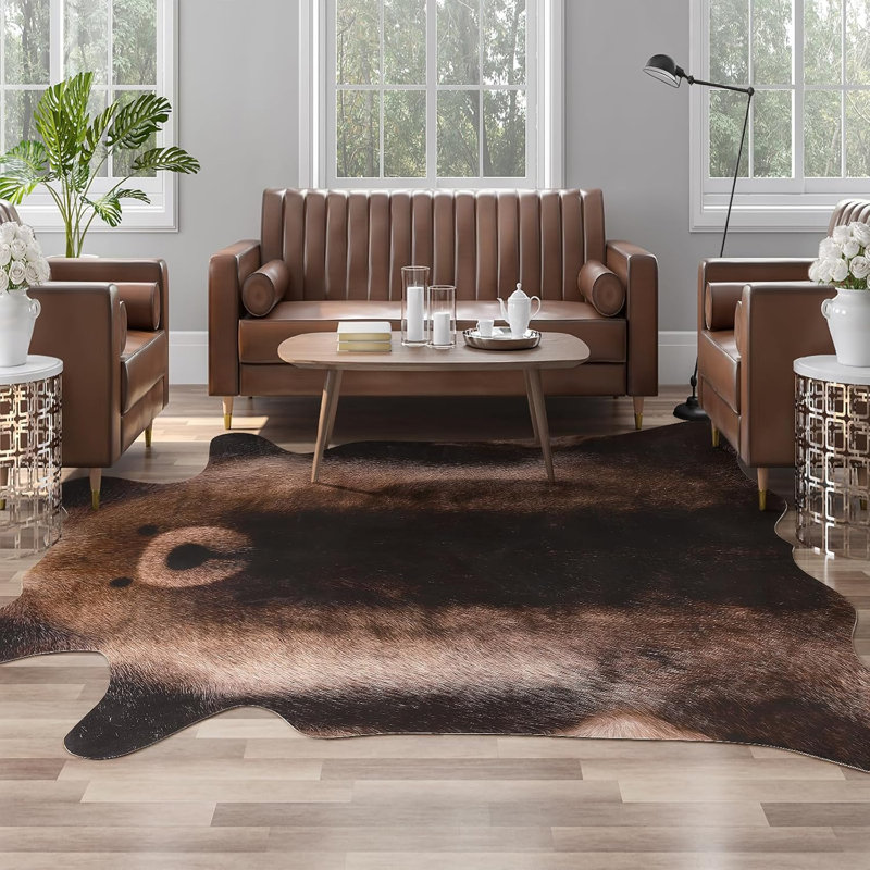 Irregular Animal Print Area Rug, 158*190cm