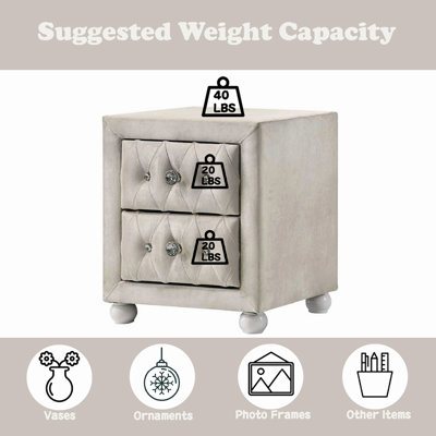 Table de chevet Reggie en tissu beige