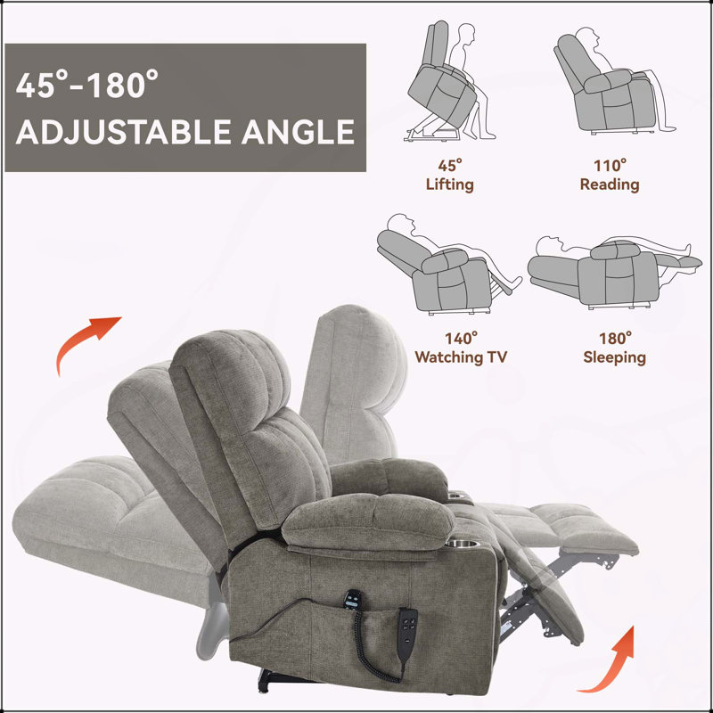 Comfortable Dual Motor Power Lift Recliner Chair with Massage and Heating Functions, Brown