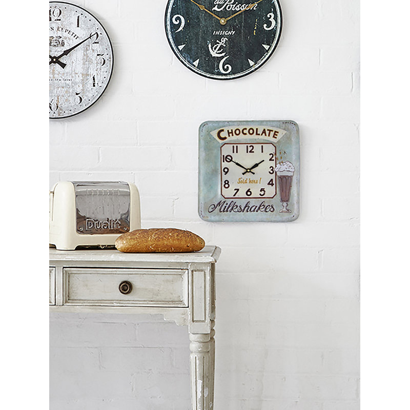 Square Tin Wall Clock, Chocolate Design - 31cm
