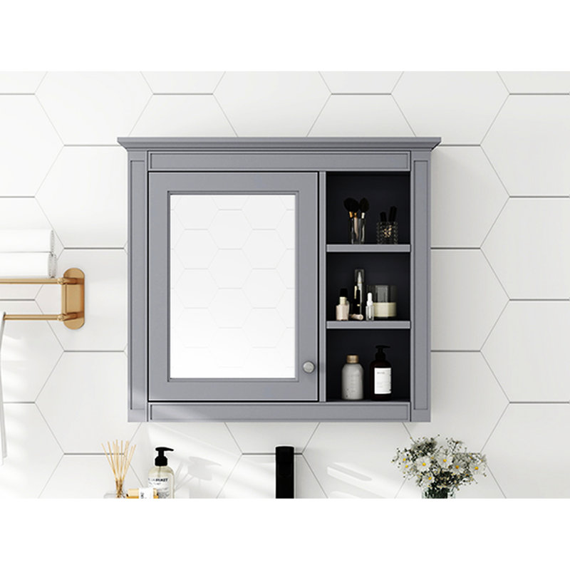 Armoire de rangement pour miroir de salle de bain 30 po x 28 po, conception moderne, intimité dissimulée, gris, armoire murale - 28 po, rangement spacieux, inclus,