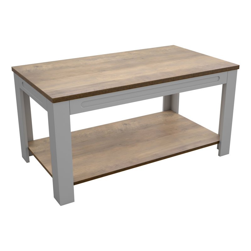 Arlais Four Leg Coffee Table with Storage, Satin Grey