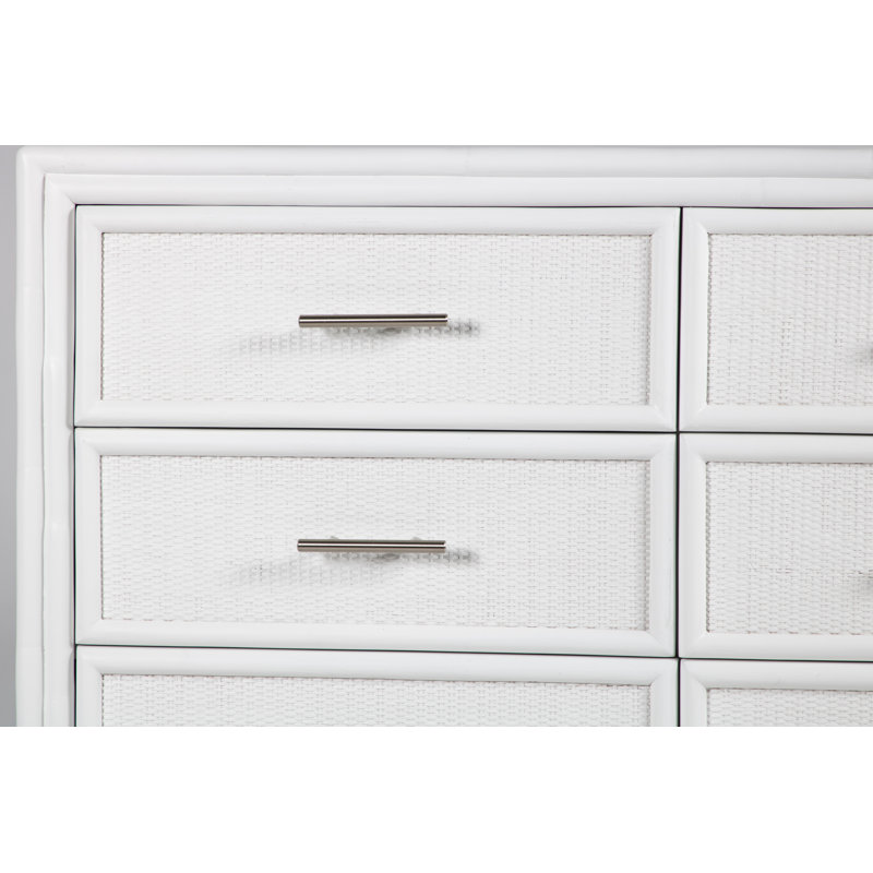 Aruba 6 - Drawer Dresser, White/Brushed Nickel