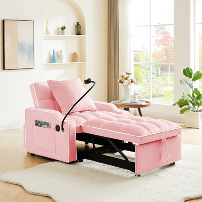 Convertible Chair With With Adjustable Backrest, Phone Holder, USB, Type-C