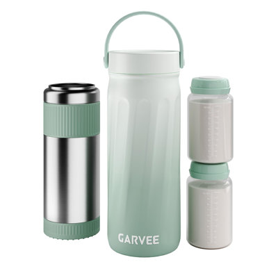 Portable Breast Milk Cooler for Outdoor, Breastmilk Cooler with 360掳 Total Cooling for 24 Hours, Breastfeeding Essentials 2pcs 10oz Bottles for Breastmilk Storage, Milk Warmer for Baby Travel, Green