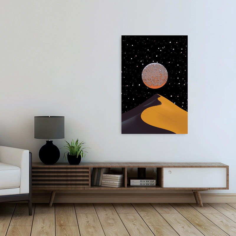 Reproduction d'art abstrait orange, paysage urbain, dunes, 48" H x 32" W