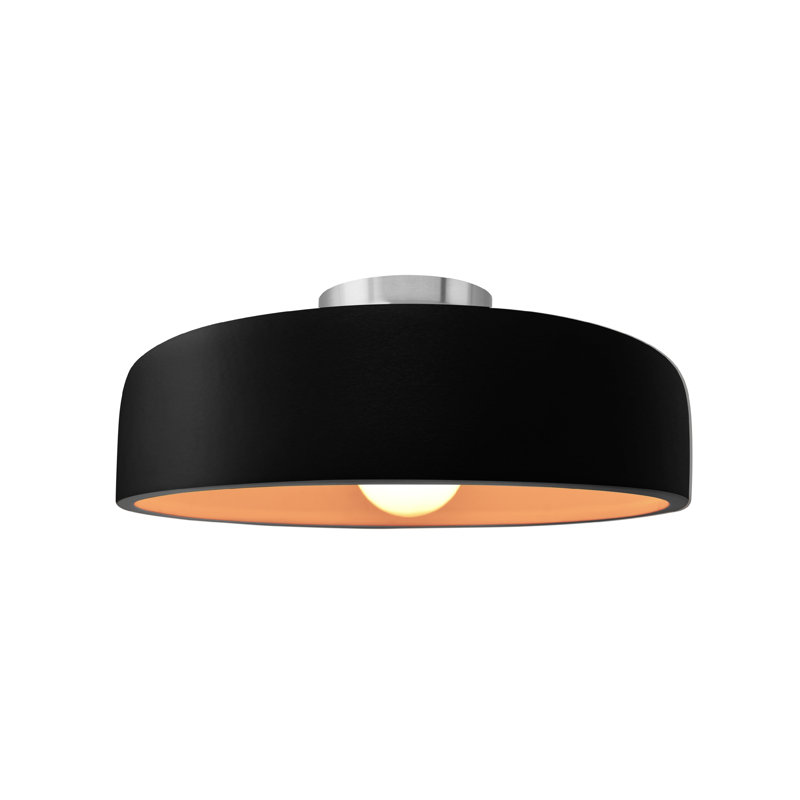 Plafonnier semi-encastré Radiance, Noir carbone mat / or champagne, Nickel brossé, H 6 po x l 13 po x P 13 po