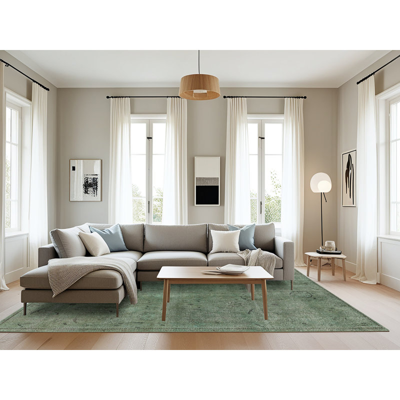 Tapis vert de style oriental, Rectangle 8 pi x 12 pi