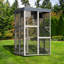 Enceinte d'extérieur en bois de 70,5 pouces de hauteur Catio, maison de chat grise avec 6 plateformes et 2 maisons pour faire la sieste, housse de bâche mobile