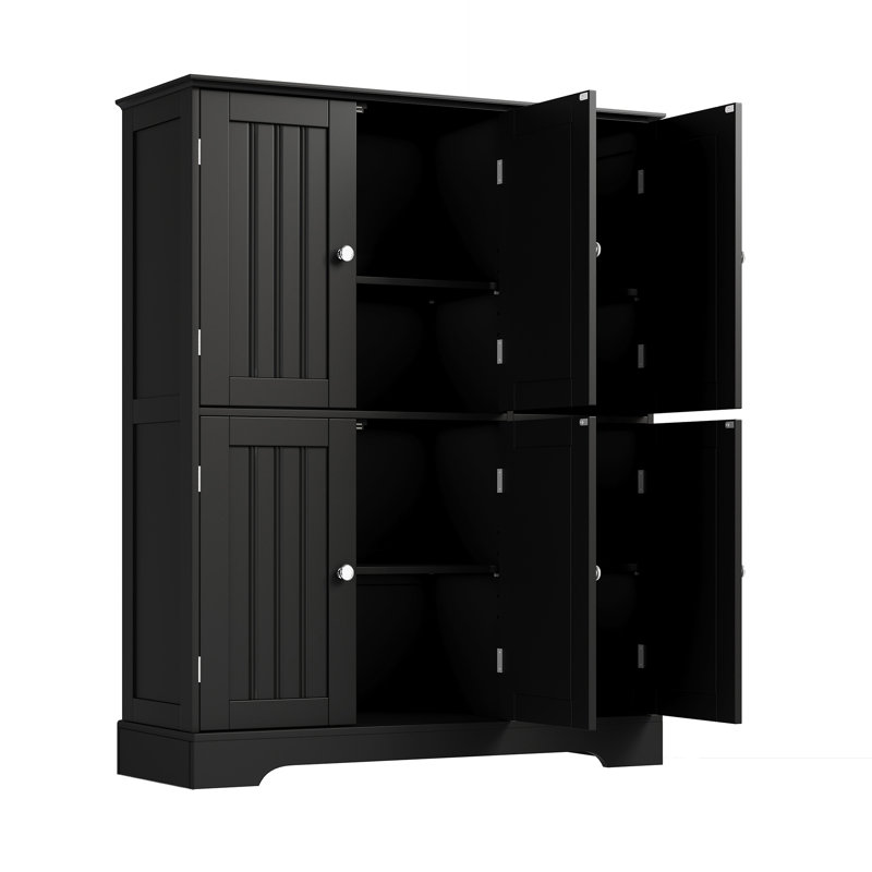Armoire de rangement pour salle de bain H 43,5 "avec 6 portes, Noir satiné