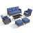 6-Piece All-Weather Outdoor Wicker Patio Sofa Set With Swivel Chairs And Ottomans