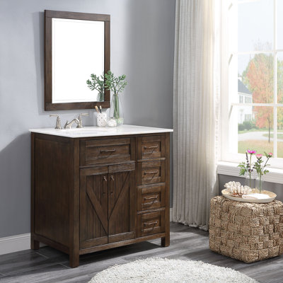 Daryal 36"W x 22"D Bath Vanity in  Wash with  Marble Vanity Top and  Basin