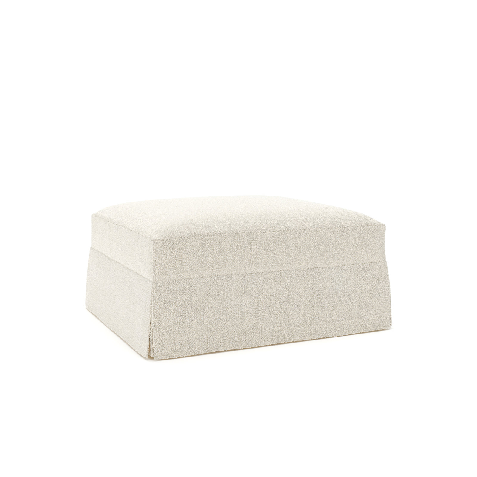 Lucia Upholstered Ottoman, Davis Pearl Bouclé Performance