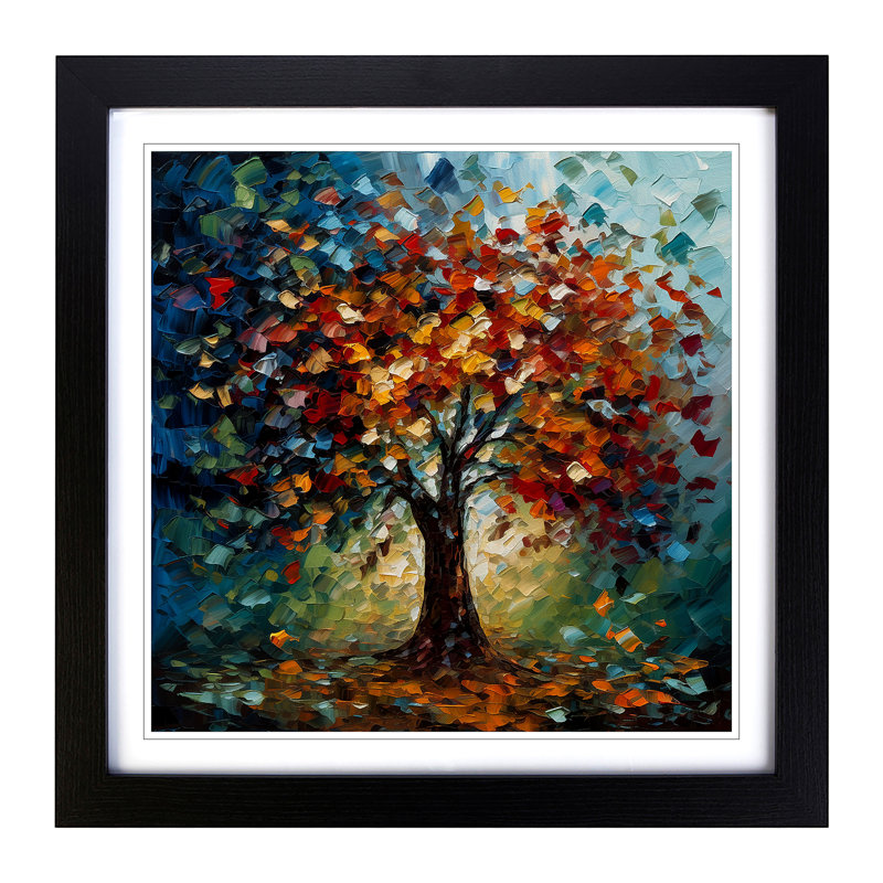 Tree Palette Knife Painting - Framed Print, Black