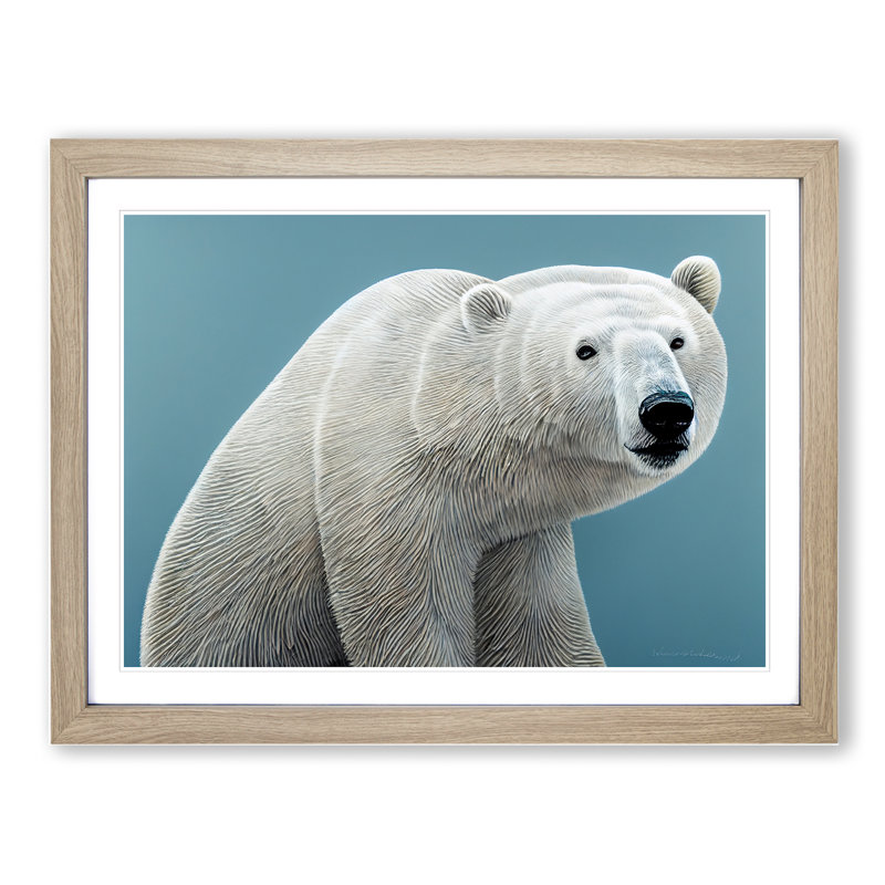 Interesting Polar Bear - Framed Print, 46cm H x 64cm W x 2cm D, Oak