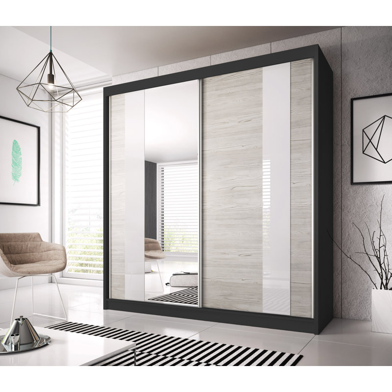 Gulledge 2 Door Manufactured Wood Wardrobe, Black